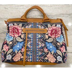 Johnny Was: Overnight weekender duffle bag with intricate embroidery & leather.